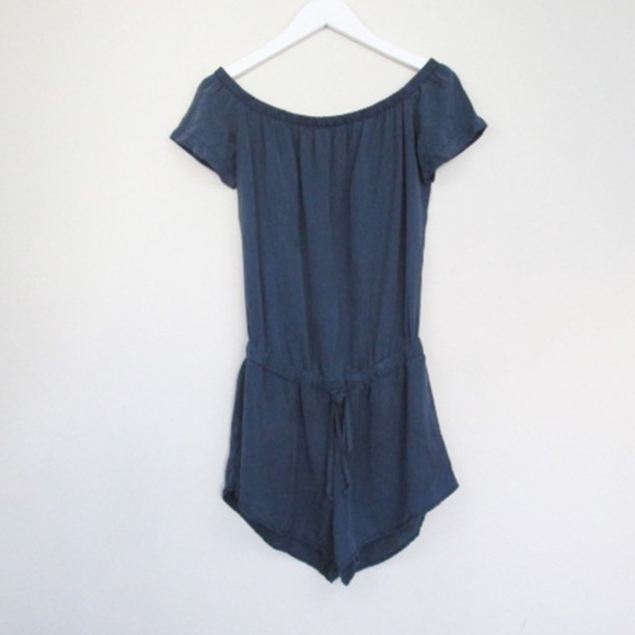 Bella Dahl Dark Blue Off Shoulder Romper Small - Picture 4 of 5